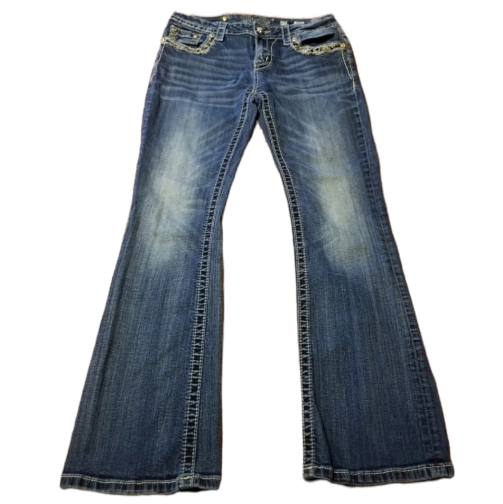 Miss Me Distressed Jeans Womens Size  27 Blue Embellished